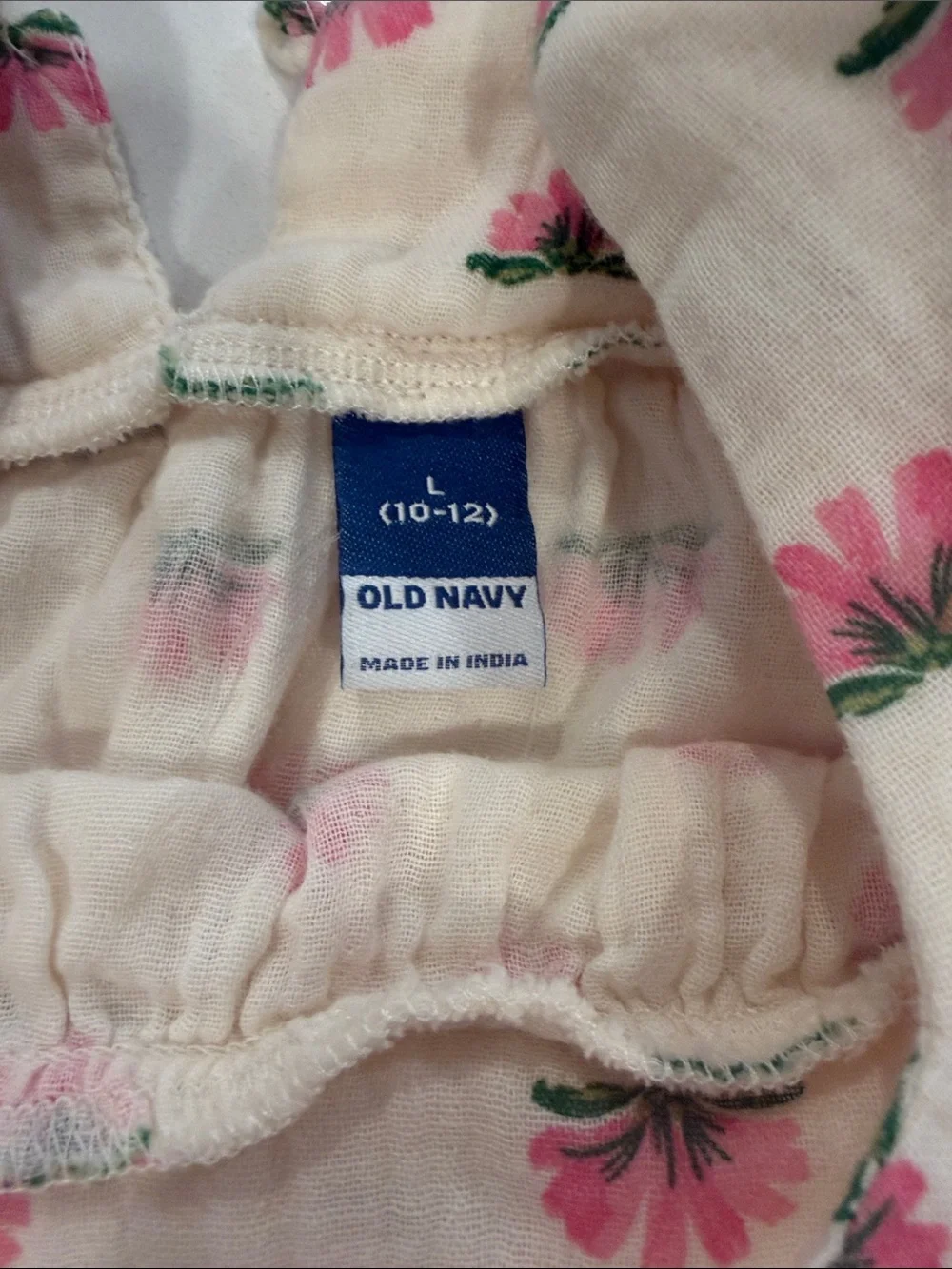 Old Navy Cream Top with Pink Floral Print